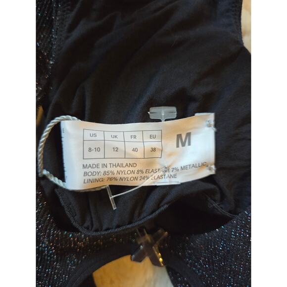 NWT Savage X Fenty - Rihanna Knit Black Shimmer Sleeveless Romper sz M - Picture 6 of 6